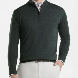 Peter Millar Maroon Soft Merino-Silk Zip-Up Sweater
